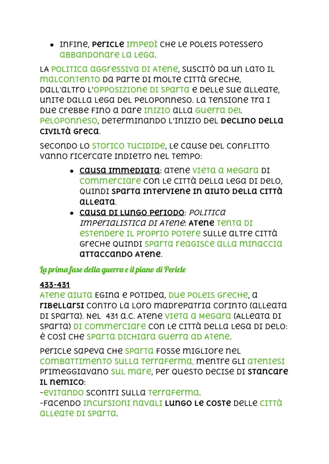 Guerra del Peloponneso
la politica imperialistica di Atene
Pericle aveva reso ATene un PUNTO DI RIFERIMENTO
CULTURALE Per L'Intera Grecia. E