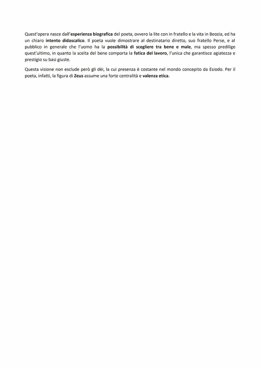 CONCETTI CHIAVE
VITA
●
Esiodo è il poeta di cui possediamo delle informazioni, di carattere però
autobiografico. Non disponiamo di dati este