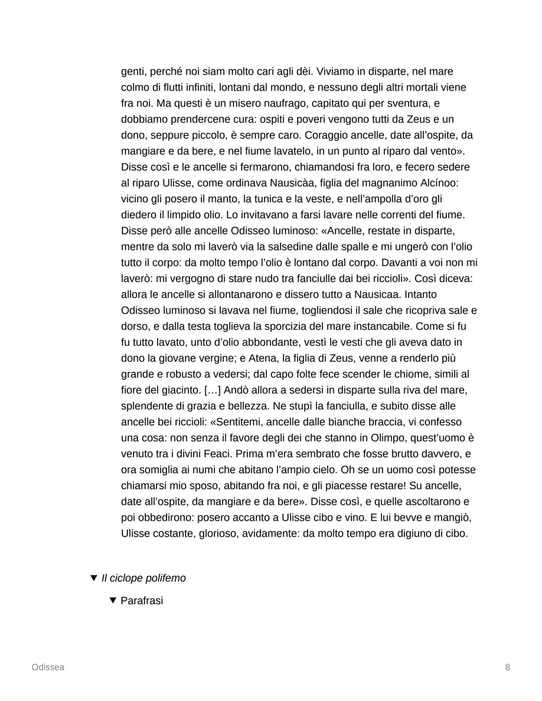 
<h2 id="proemio">Proemio</h2>
<p>Il poema dell'Odissea narra le avventure di Odisseo, un uomo astuto che ha vagato per lungo tempo dopo la 