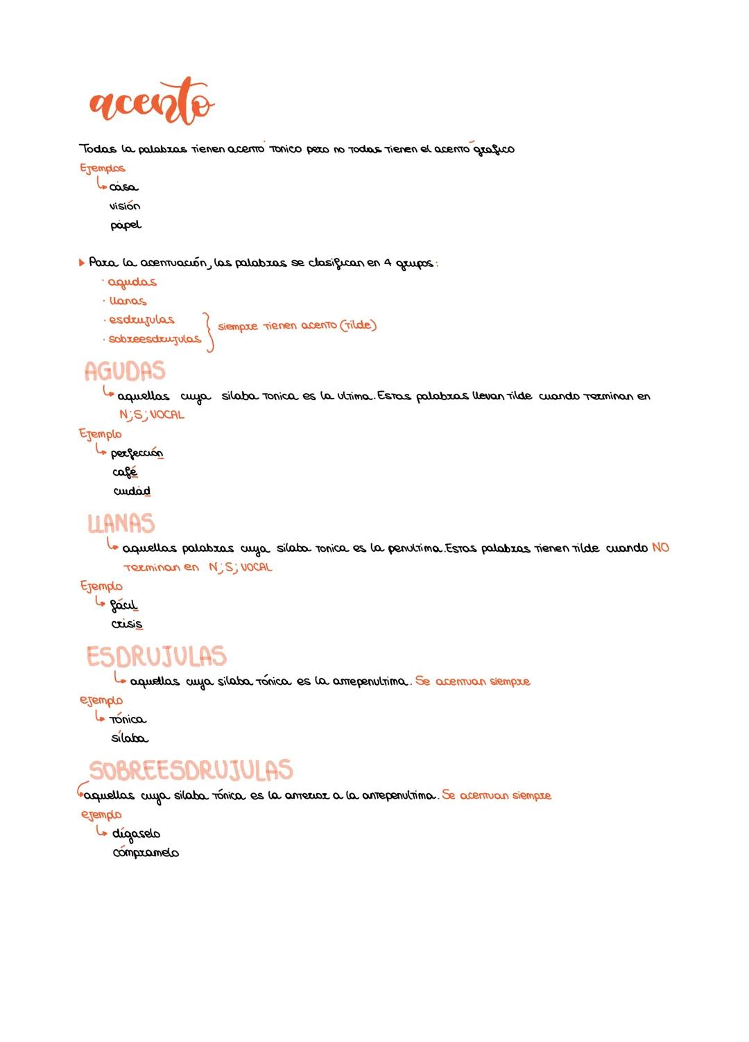 acento
Todas la palabras Tienen acento Tonico pero no Todas Tienen el acento grafico
Ejemplos
casa
visión
papel
▶ Para la acentuación, las p