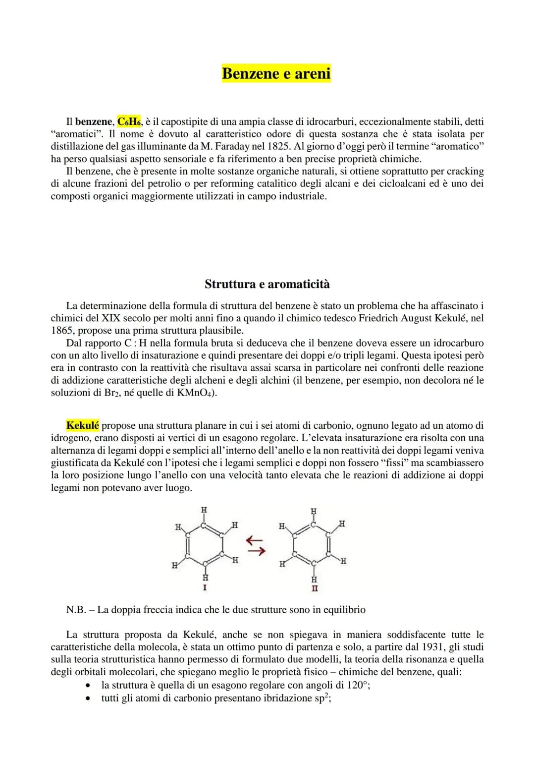 I COMPOSTI AROMATICI (benzene)- proprietà fisiche e chimiche, struttura, nomenclatura e reazioni 
