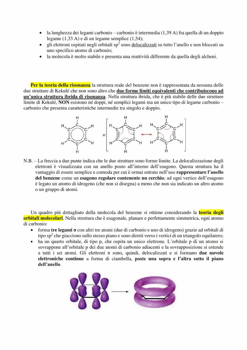 Il benzene, C6H6, è il capostipite di una ampia classe di idrocarburi, eccezionalmente stabili, detti
"aromatici". Il nome è dovuto al carat
