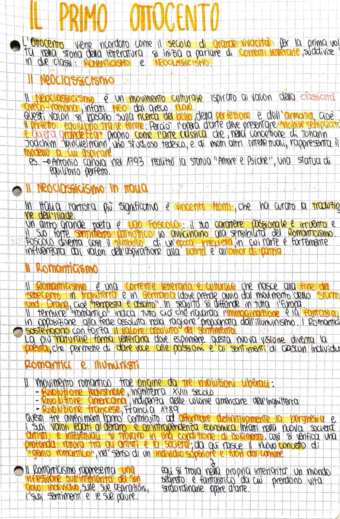 Il Primo Ottocento: Neoclassicismo e Romanticismo