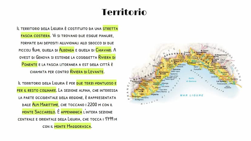 
<p>La Liguria è una regione amministrativa dell'Italia settentrionale. Confinante con la Francia a ovest, con il Piemonte e l'Emilia-Romagn