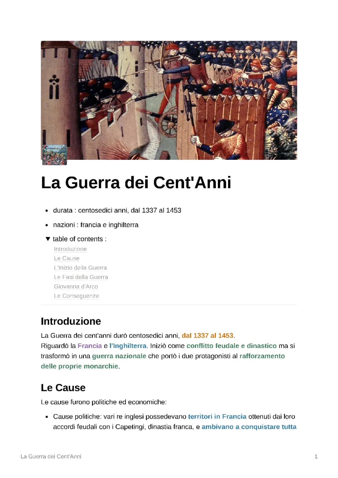 La Guerra dei Cent'Anni 