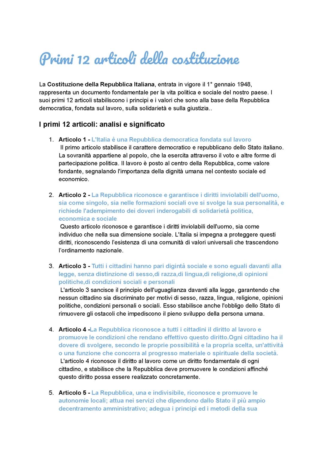 Principi fondamentali della costituzione