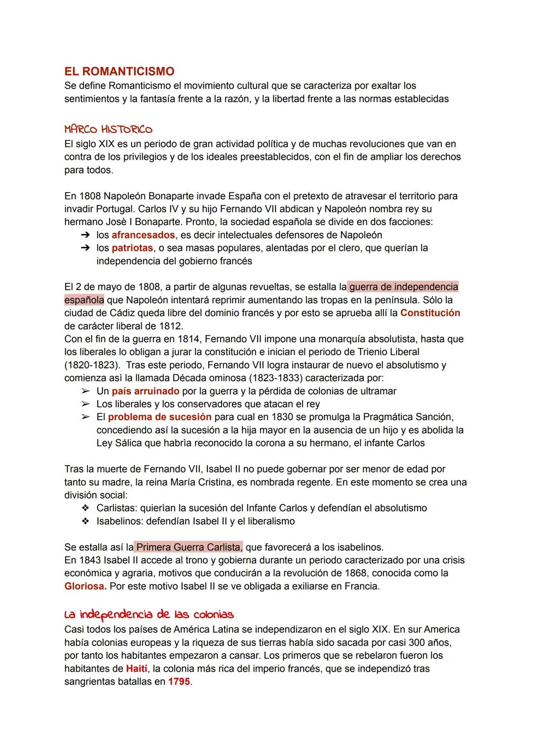 EL ROMANTICISMO
Se define Romanticismo el movimiento cultural que se caracteriza por exaltar los
sentimientos y la fantasía frente a la razó