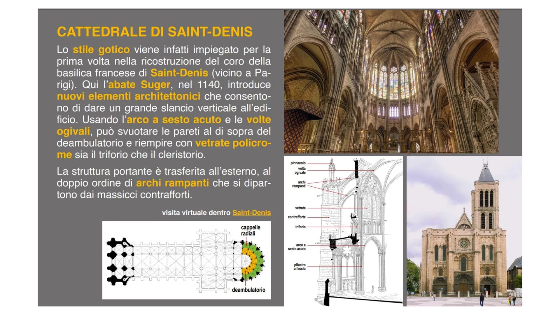 10. ARTE GOTICA L'ARCHITETTURA
A differenza del Romanico,
sorto contemporaneamen-
te in varie zone d'Europa,
le prime cattedrali gotiche
com
