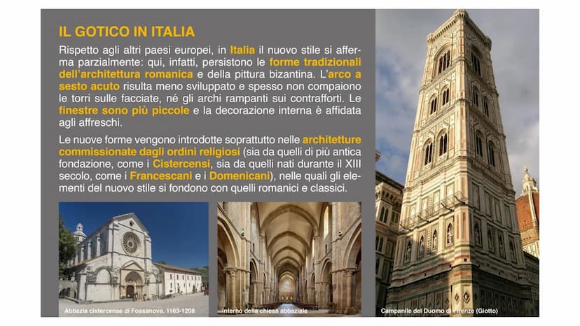 10. ARTE GOTICA L'ARCHITETTURA
A differenza del Romanico,
sorto contemporaneamen-
te in varie zone d'Europa,
le prime cattedrali gotiche
com