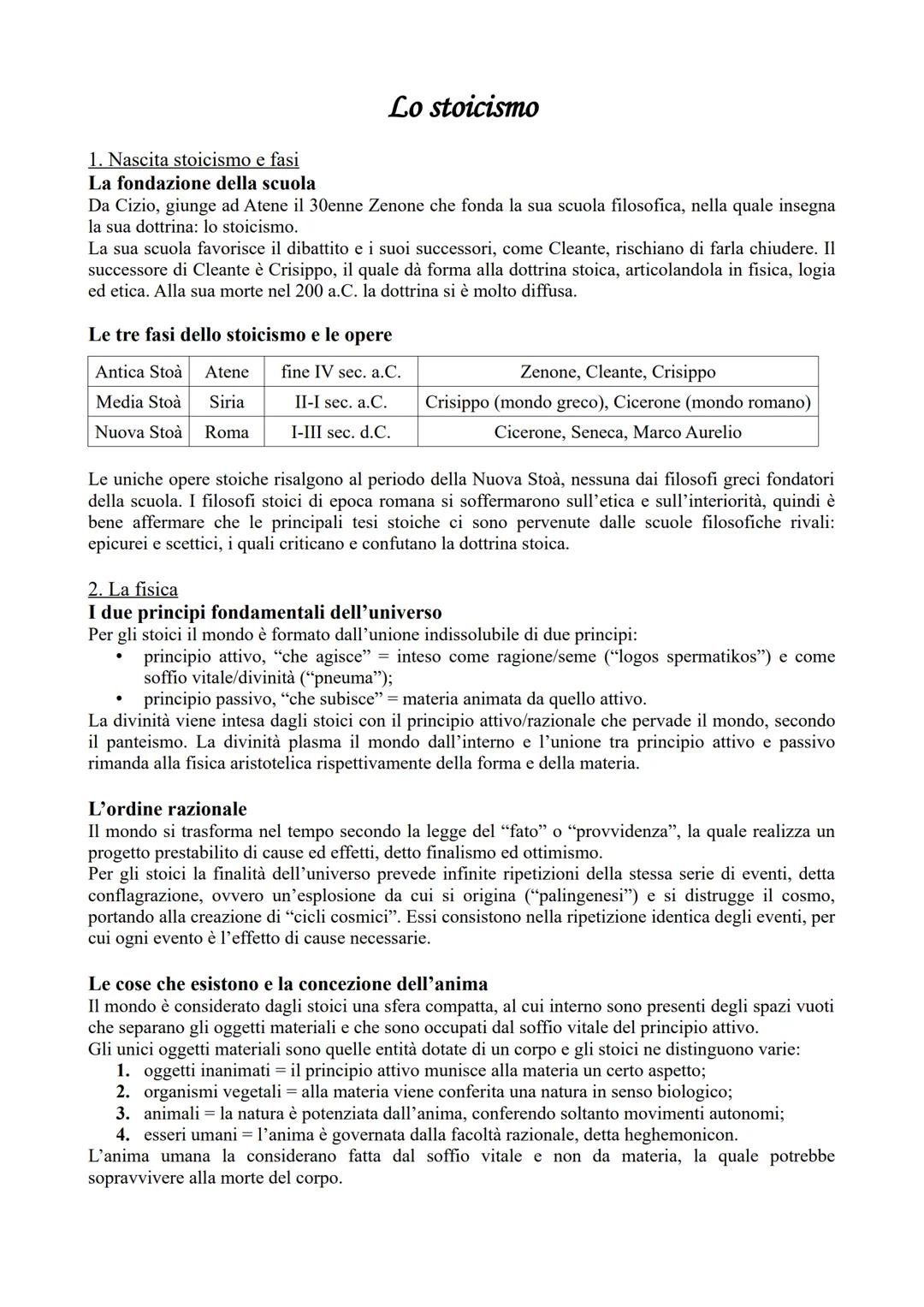 Lo stoicismo
1. Nascita stoicismo e fasi
La fondazione della scuola
Da Cizio, giunge ad Atene il 30enne Zenone che fonda la sua scuola filos