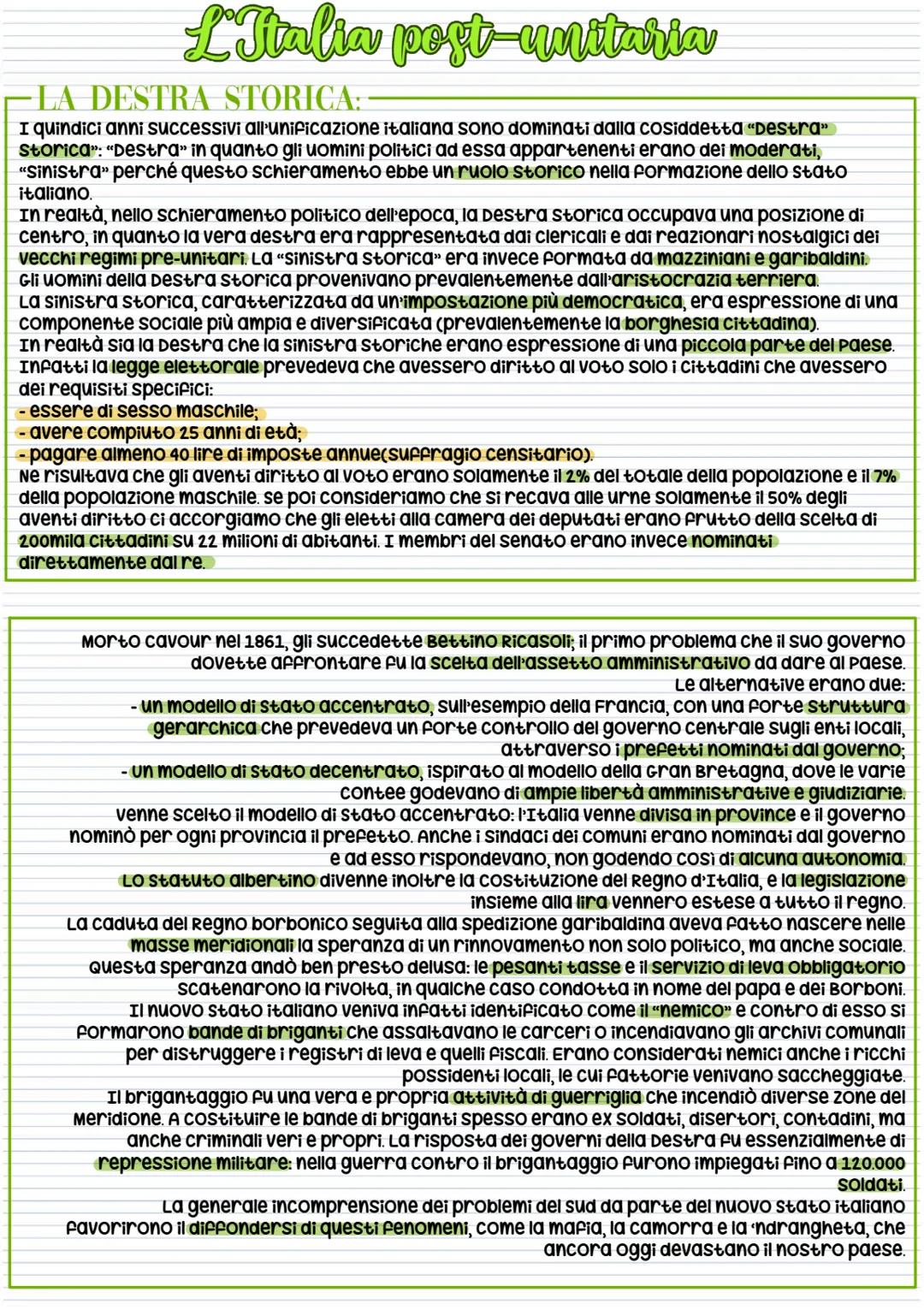 L'Italia Post-Unità: Da Destra Storica a Giolitti