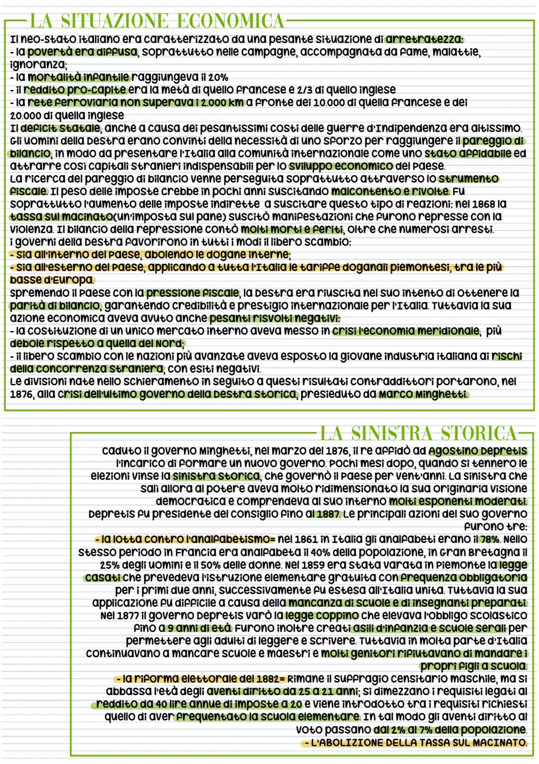 # L'Italia post-unitaria

LA DESTRA STORICA:

I quindici anni successivi all'unificazione italiana sono dominati dalla cosiddetta "Destra"
s