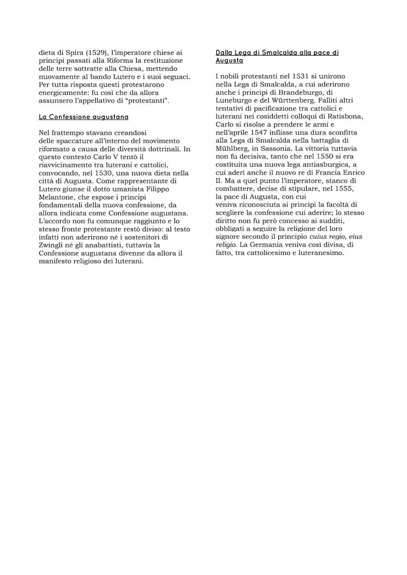 LA GERMANIA DIVISA TRA CATTOLICI E
LUTERANI
Le rivolte dei cavalieri e le guerre contadine
Il malcontento dei contadini e della piccola
nobi