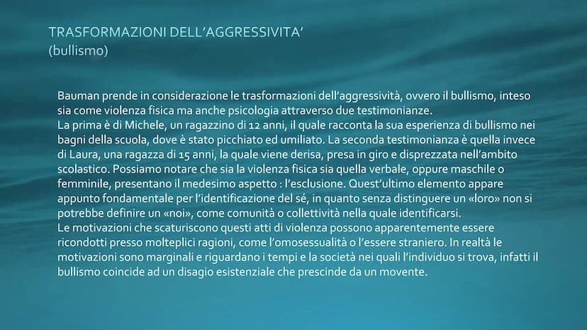NATI LIQUIDI- ZYGMUNT
TRASFORMAZIONI NEL TERZBAUMAN Tatuaggi e chirurgia plastica
Trasformazioni sulla
pelle
Trasformazioni
dell'aggressivit