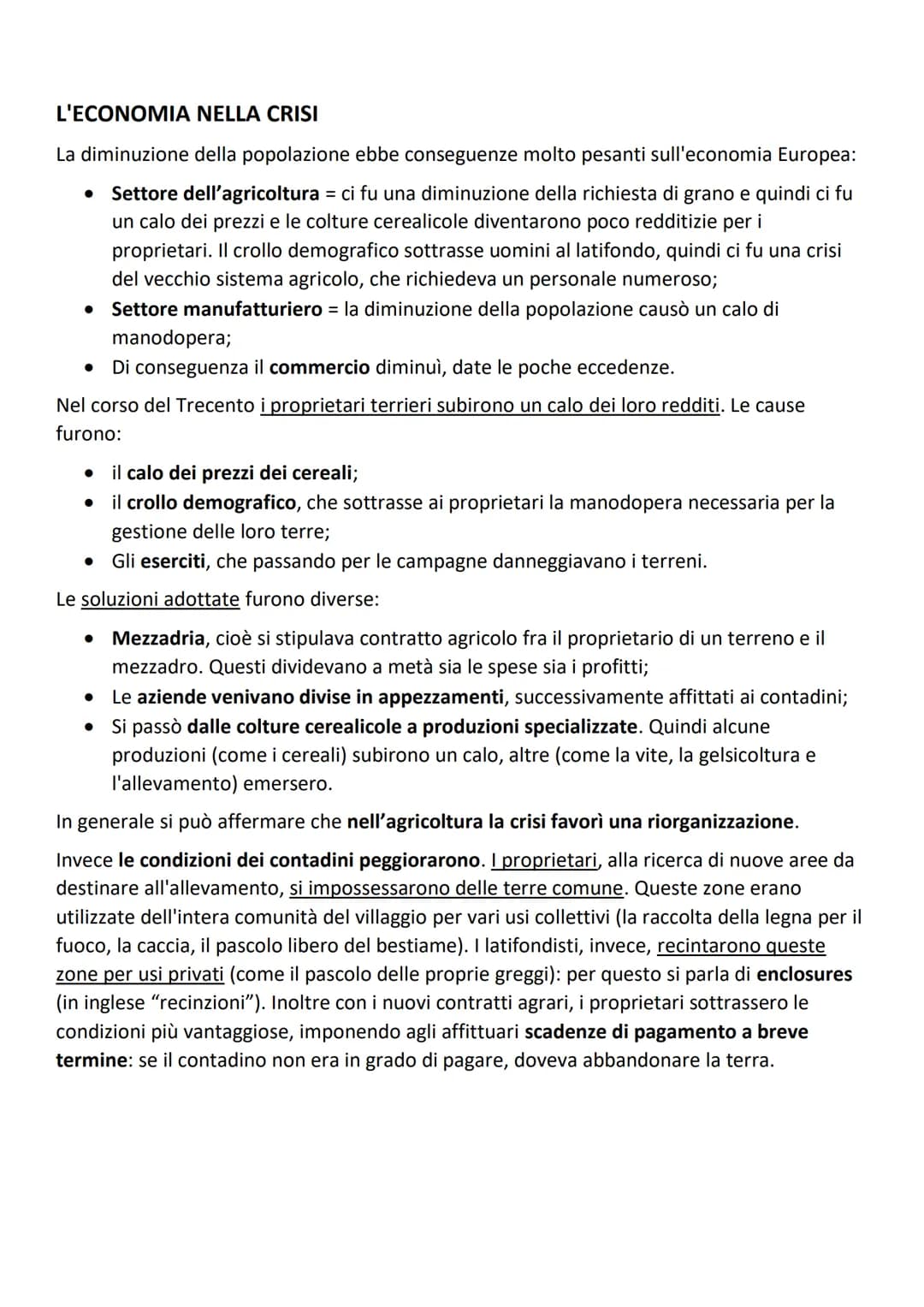 LA CRISI DEMOGRAFICA
Intorno all'anno Mille, si verificò una crescita demografica della popolazione europea, che
continuò fino agli inizi de