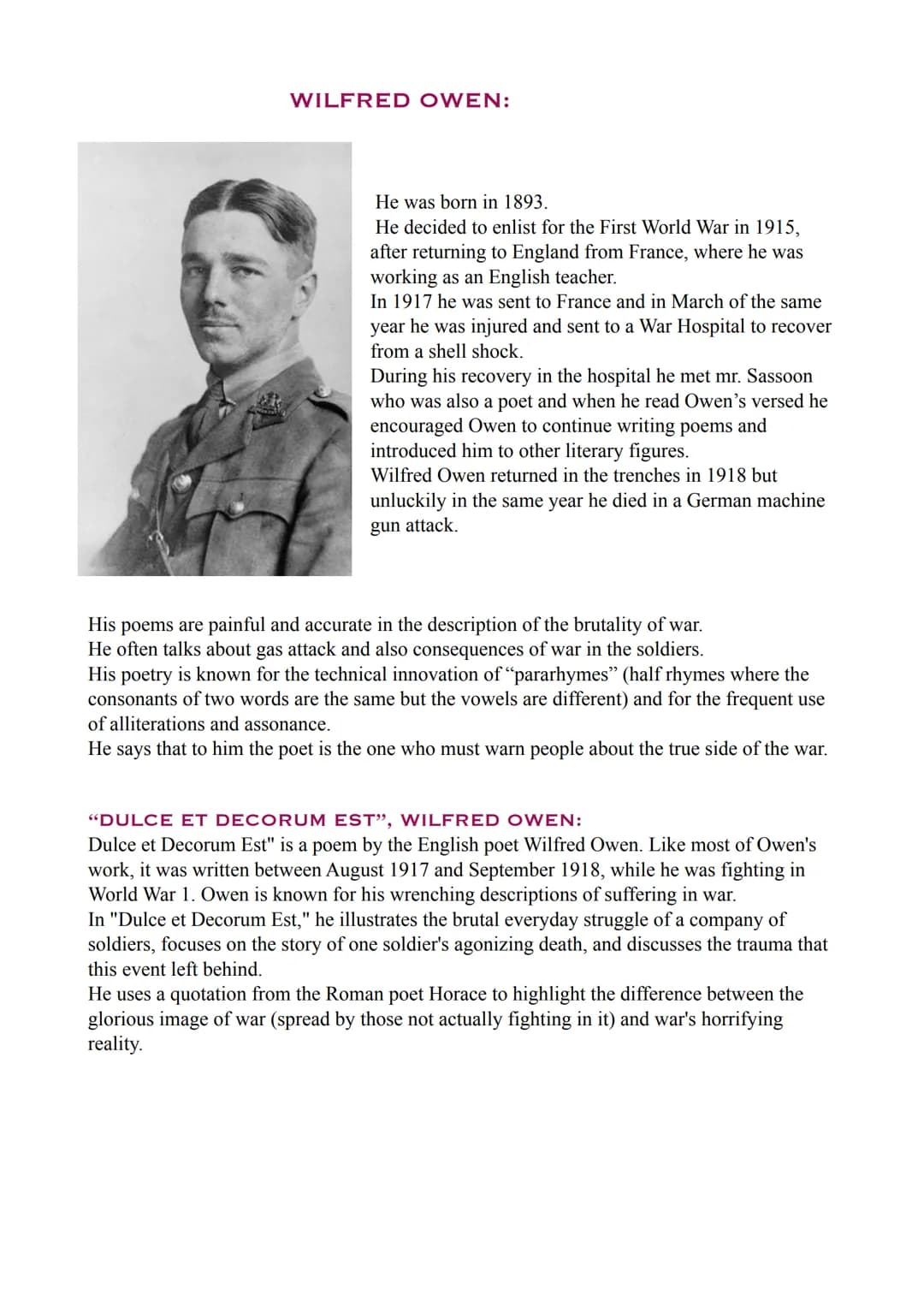 THE WAR POETS
WHO ARE THE WAR POETS?
During the start of the First World War thousands of young men volunteered for military
service, especi
