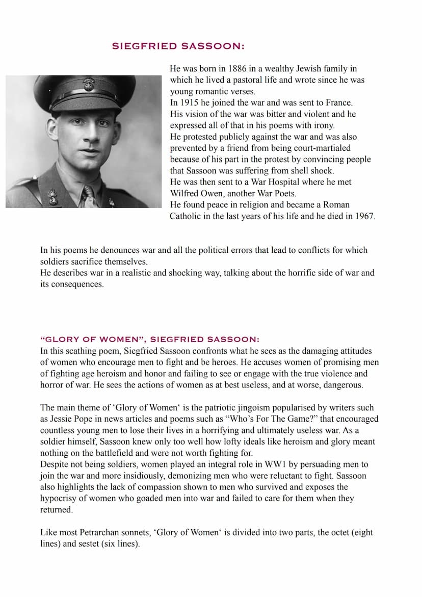 THE WAR POETS
WHO ARE THE WAR POETS?
During the start of the First World War thousands of young men volunteered for military
service, especi