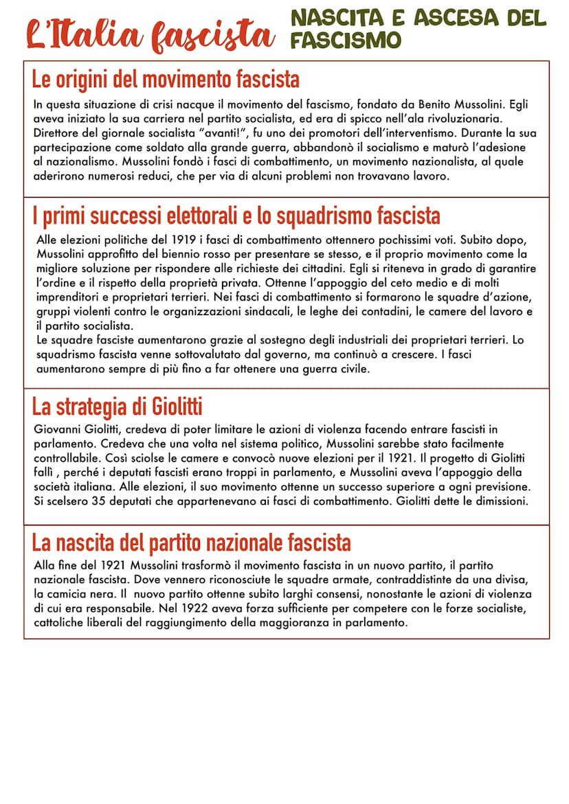 L'Italia fascista UN PAESE IN CRISI
La crisi dell'economia
Alla fine della prima guerra mondiale l'Italia si trovava in crisi. Per più di tr
