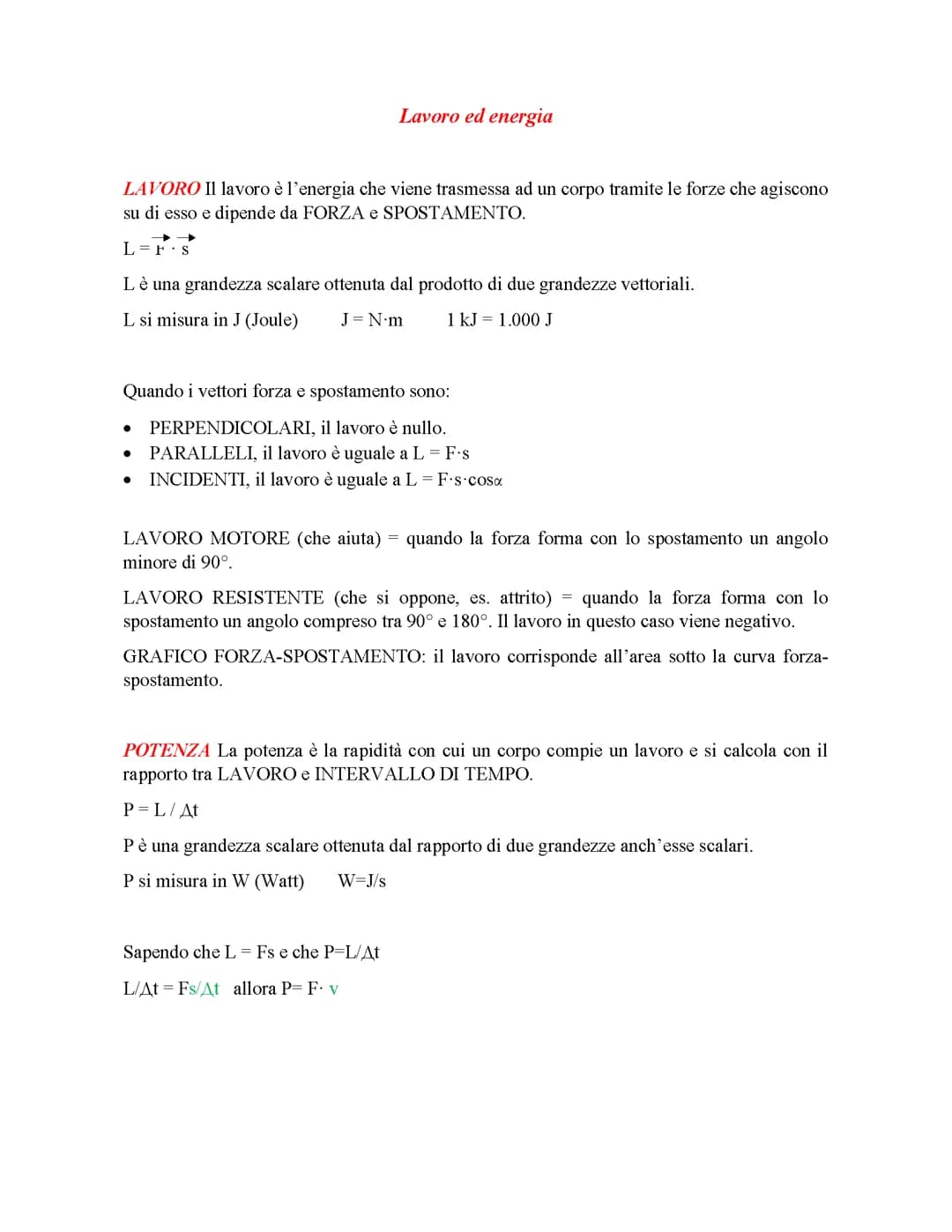 FISICA - Lavoro ed energia