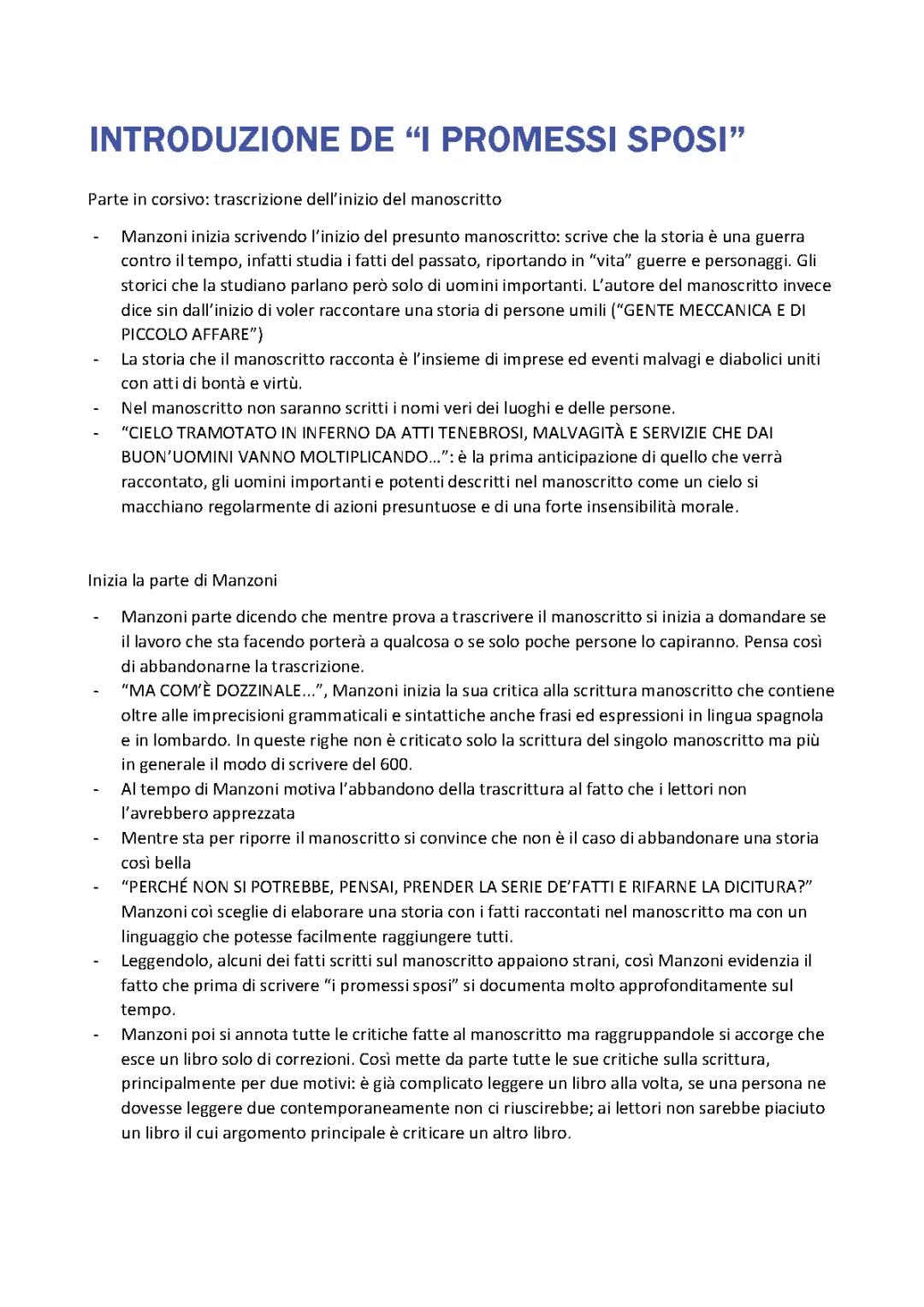 Introduzione de I Promessi Sposi: Spiegazione e Commento