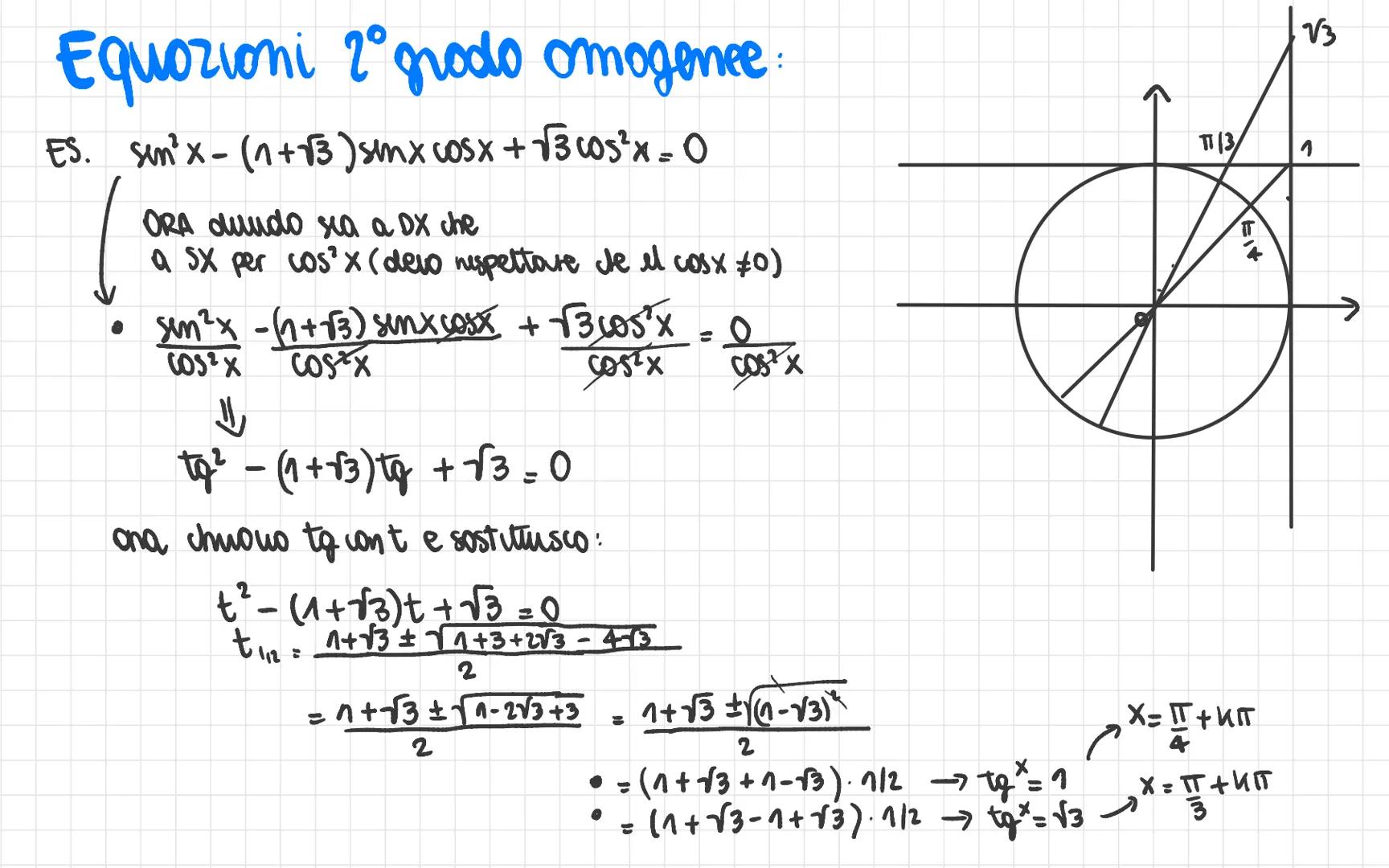 A) ELEMENTARI
(solo una genzione
de I° grado)
es cosx = 1/3/20
X = √+2ha ✓
X= Mū+2K
t₂ = Ya+zk²
3X= II+ 24 П
6
X=T +²
Equazioni goniometrich