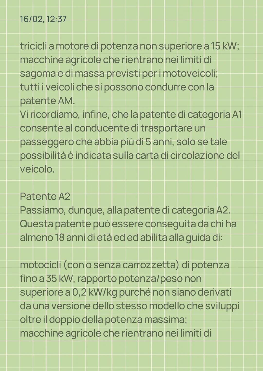 16/02, 12:37
PATENTE
Patente AM
Partiamo, quindi, dalla patente AM. La patente AM
si può conseguire a 14 anni di età (ma non in tutti
gli st