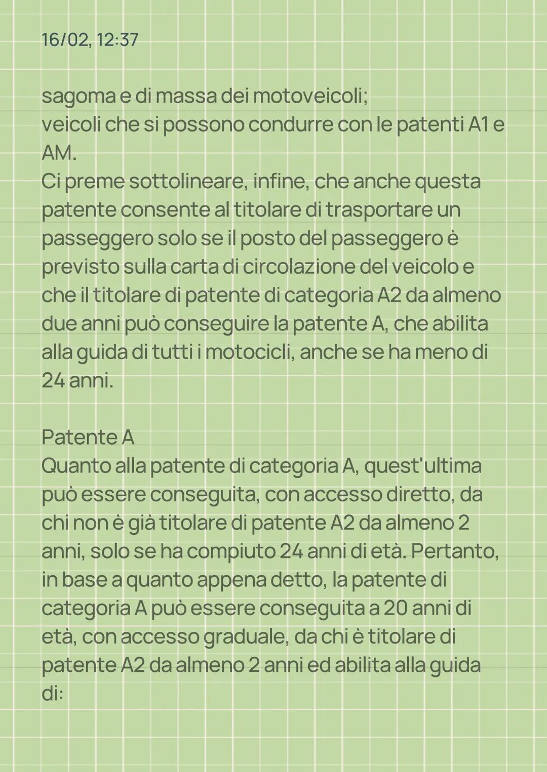 16/02, 12:37
PATENTE
Patente AM
Partiamo, quindi, dalla patente AM. La patente AM
si può conseguire a 14 anni di età (ma non in tutti
gli st