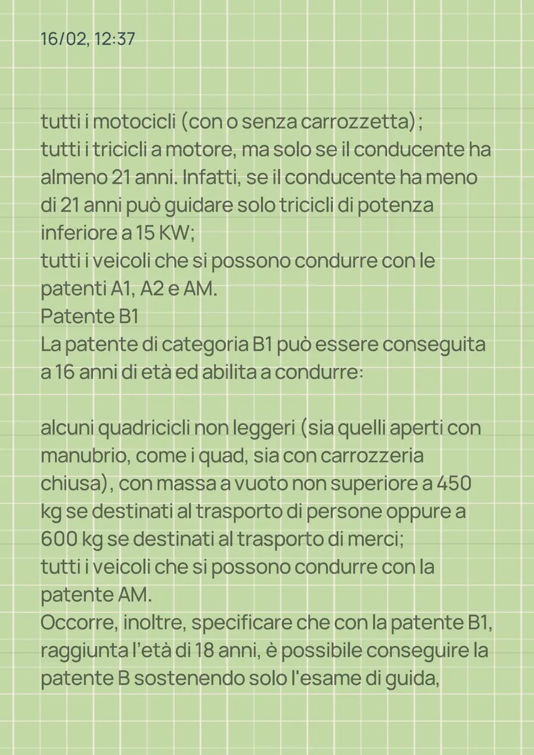 16/02, 12:37
PATENTE
Patente AM
Partiamo, quindi, dalla patente AM. La patente AM
si può conseguire a 14 anni di età (ma non in tutti
gli st