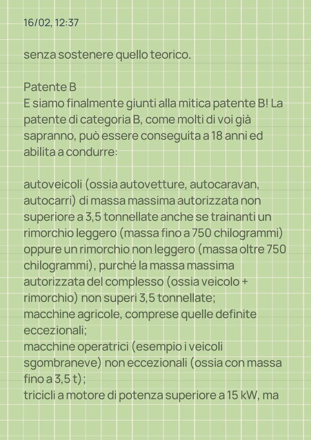 16/02, 12:37
PATENTE
Patente AM
Partiamo, quindi, dalla patente AM. La patente AM
si può conseguire a 14 anni di età (ma non in tutti
gli st