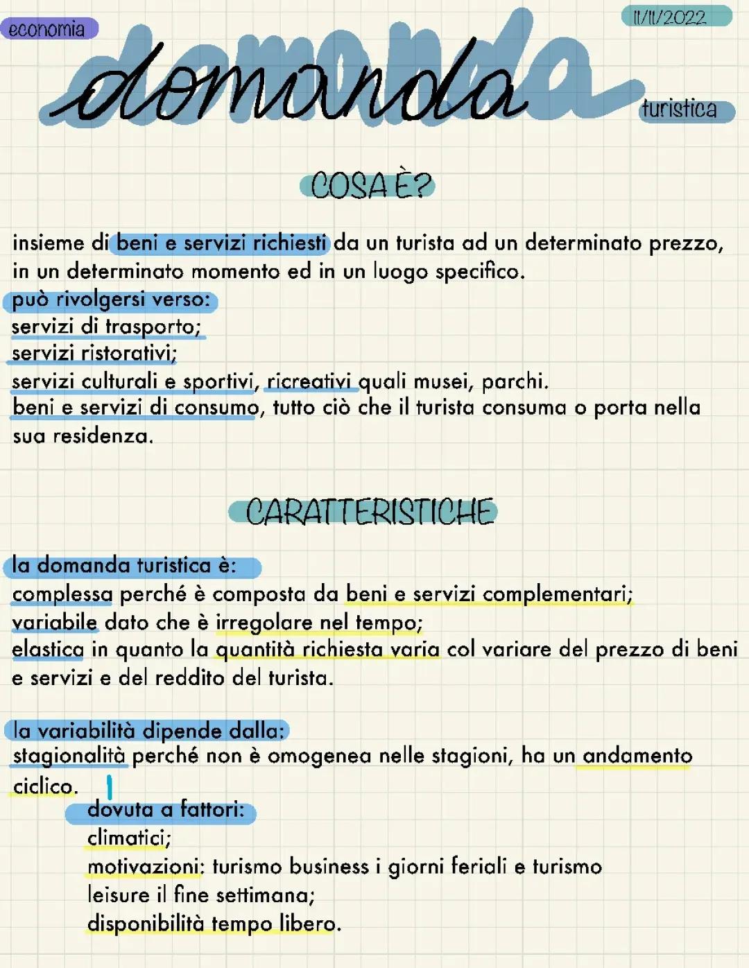 Domanda e Offerta Turistica: Guida Comprensiva