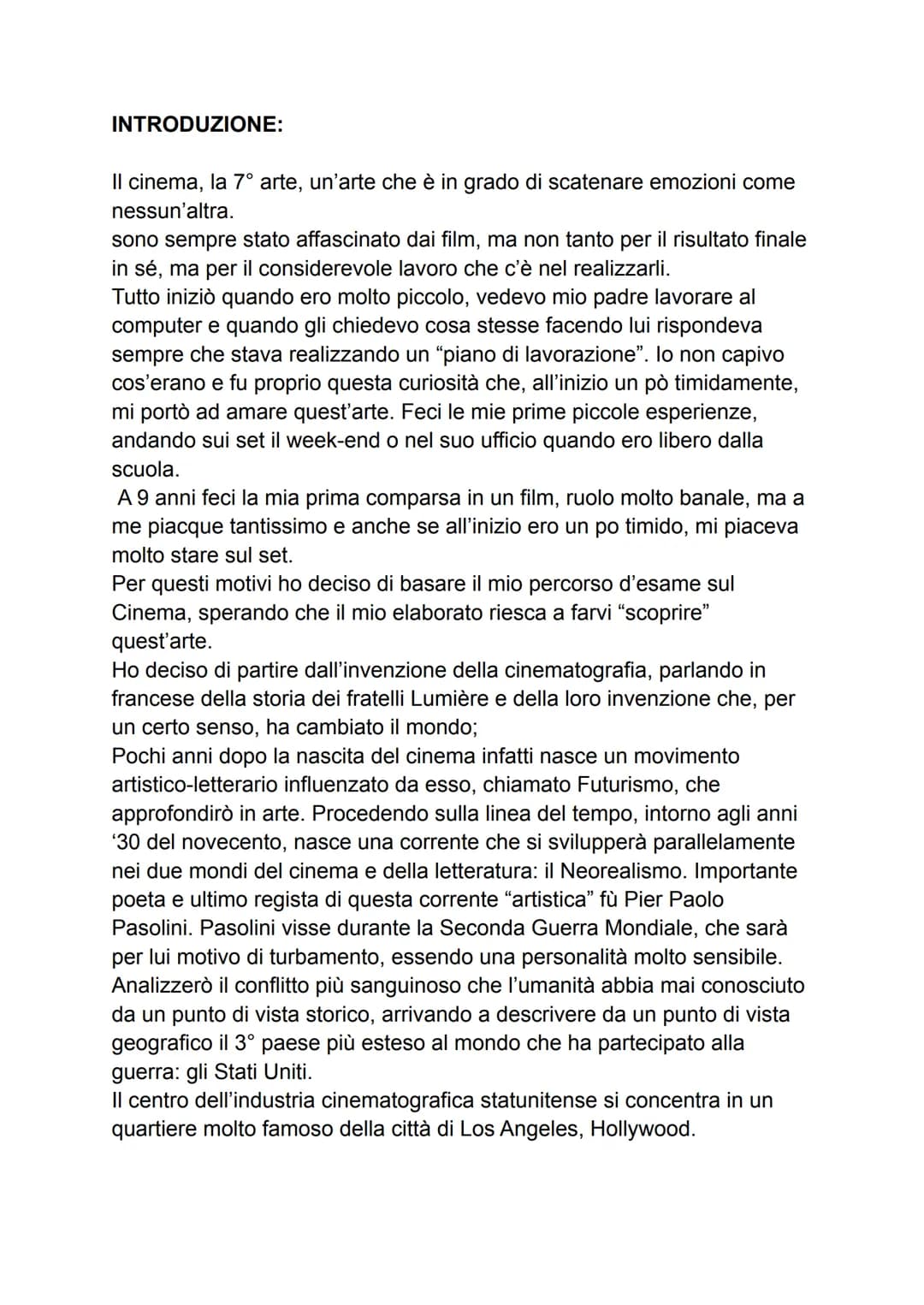 
<h2 id="introduzione">Introduzione</h2>
<p>Il cinema, considerata la 7° arte, è in grado di suscitare emozioni uniche. Sin da piccolo, sono