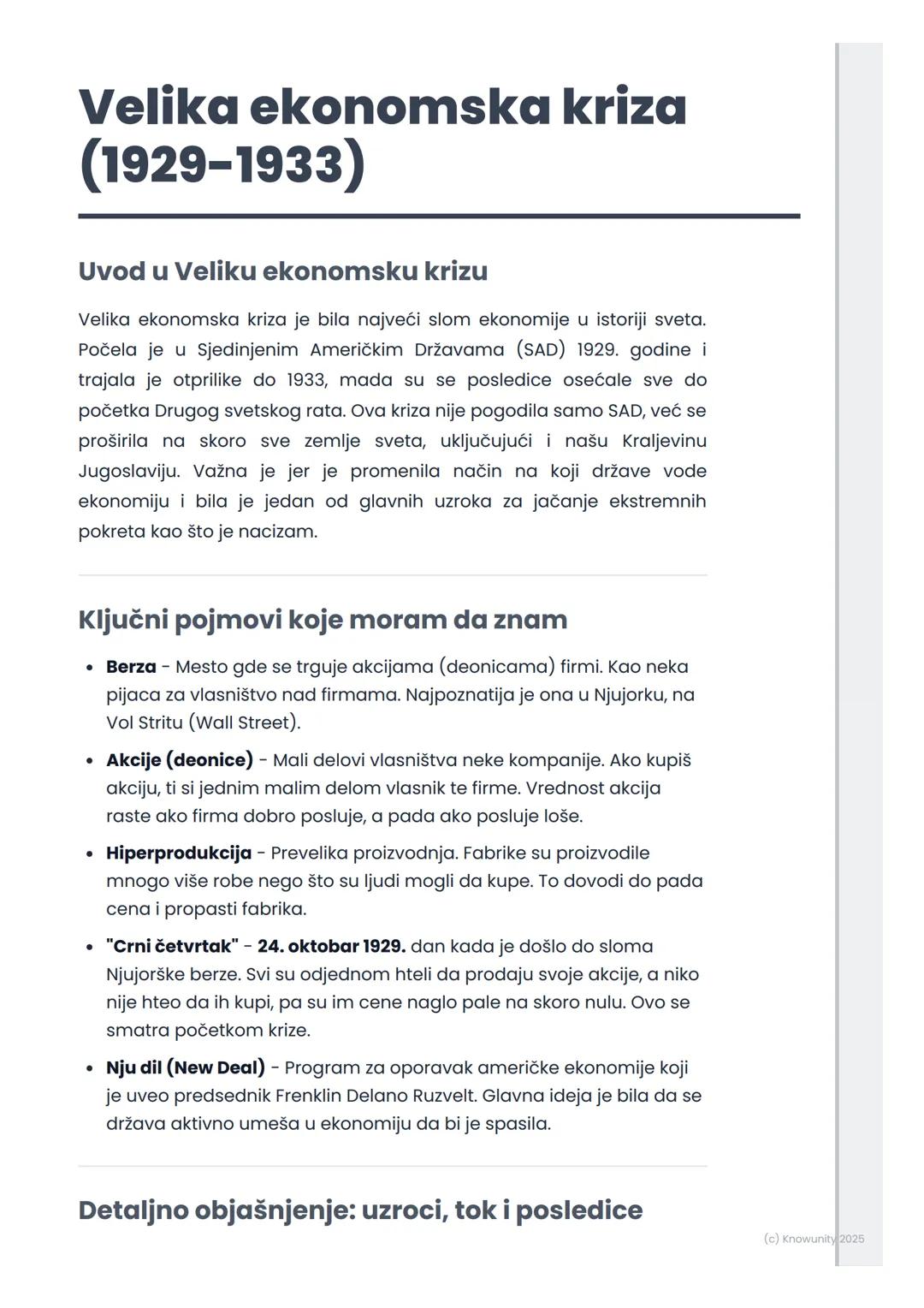 # Velika ekonomska kriza
(1929-1933)

Uvod u Veliku ekonomsku krizu

Velika ekonomska kriza je bila najveći slom ekonomije u istoriji sveta.