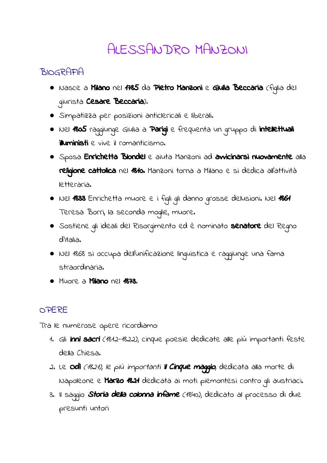 Alessandro Manzoni: Vita e Promessi Sposi