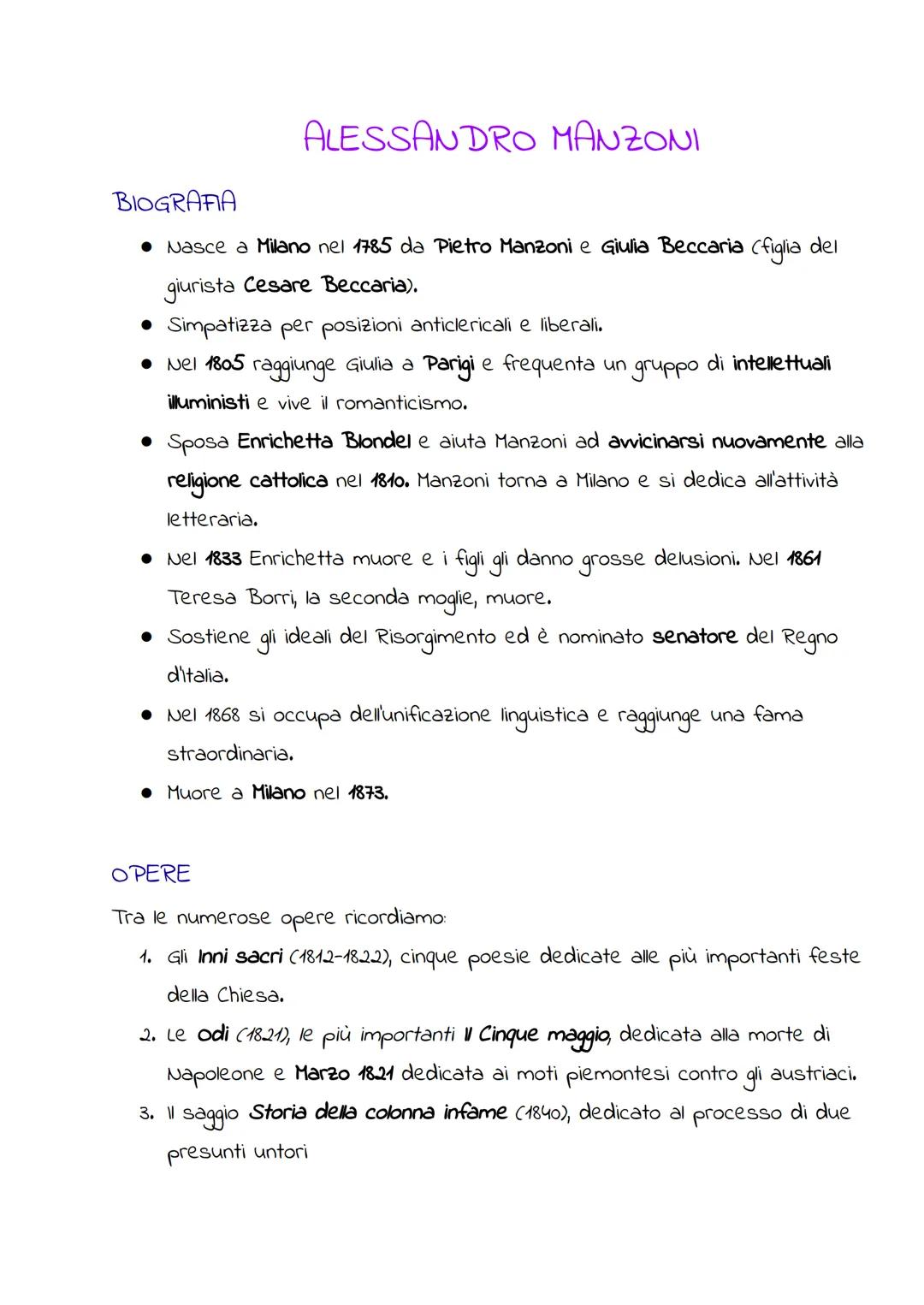 ALESSANDRO MANZONI
BIOGRAFIA
• Nasce a Milano nel 1785 da Pietro Manzoni e Giulia Beccaria (figlia del
giurista Cesare Beccaria).
• Simpatiz