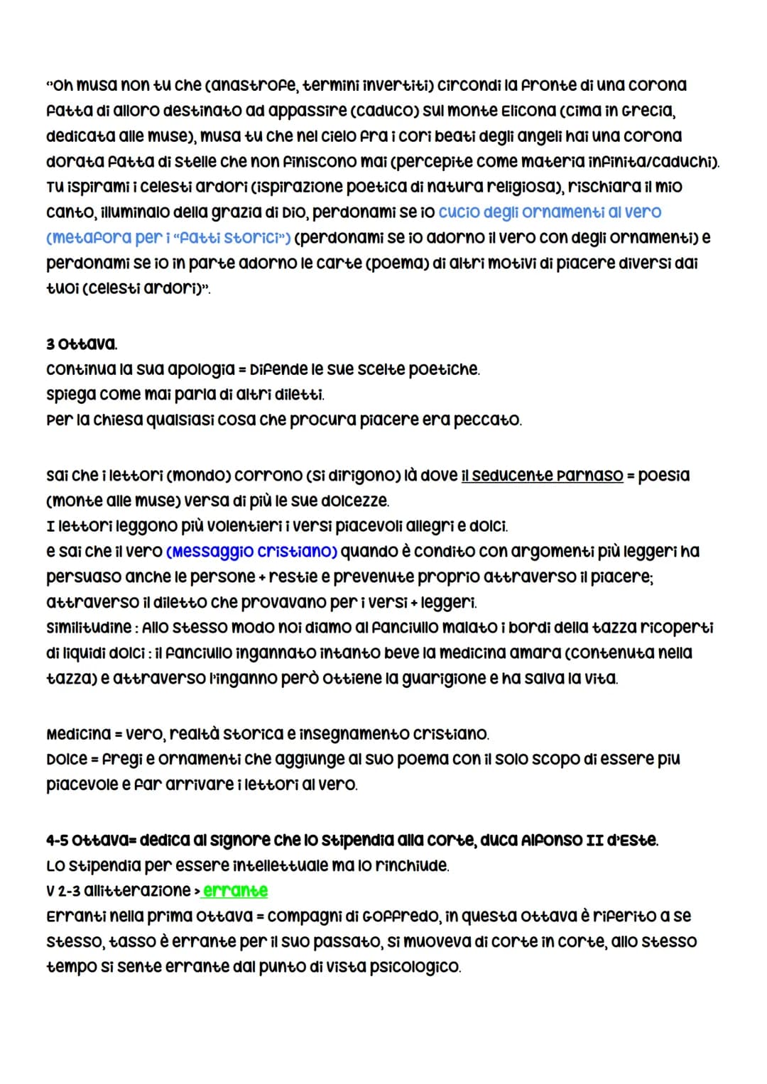 PROEMIO GERUSALEMME LIBERATA
1 Ottava
1V. Riprende e omaggia il primo verso dell'Eneide di Virgilio > Arma virumque cano.
IO, poeta, raccont