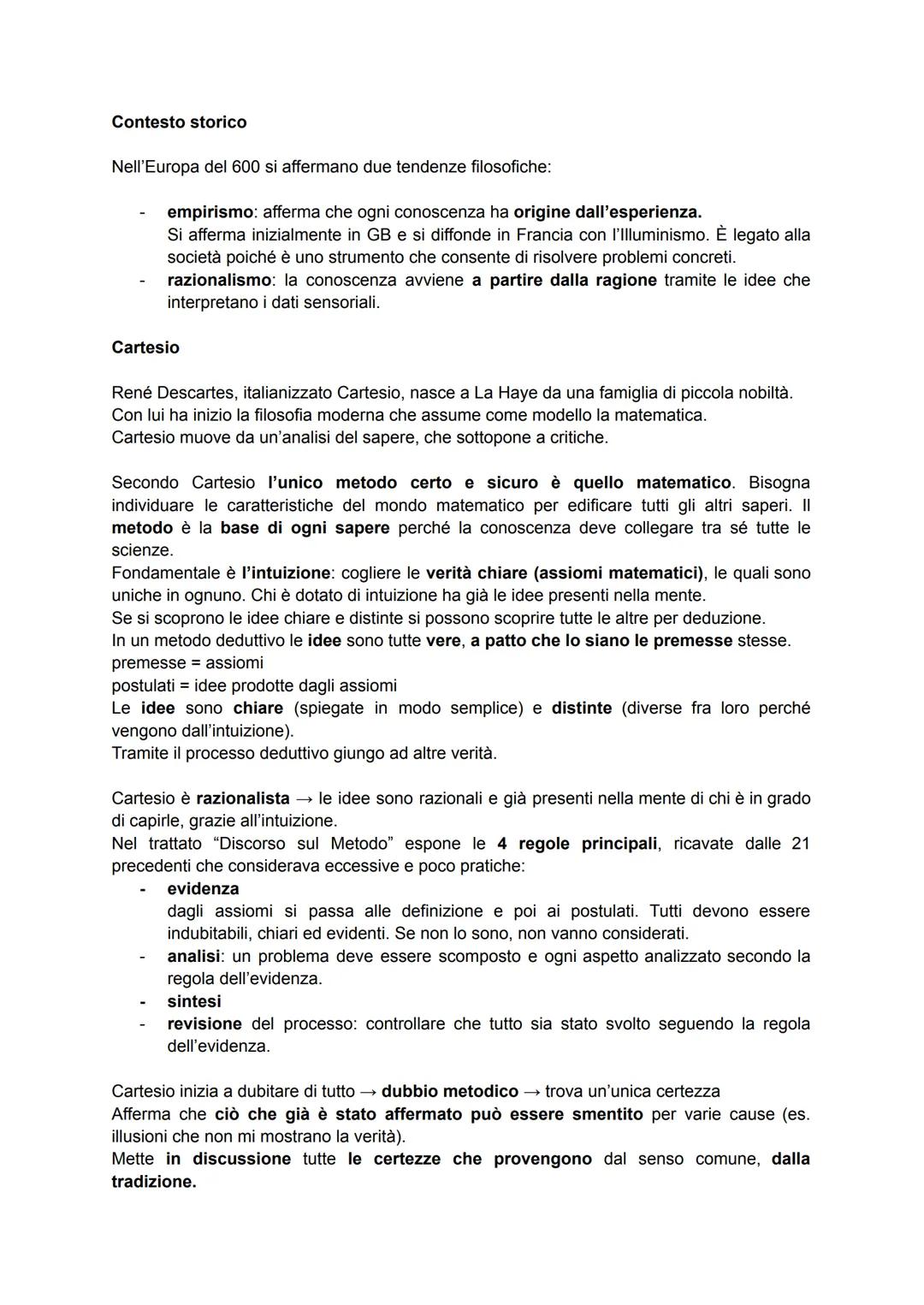# Contesto storico

Nell'Europa del 600 si affermano due tendenze filosofiche:

- empirismo: afferma che ogni conoscenza ha origine dall'esp