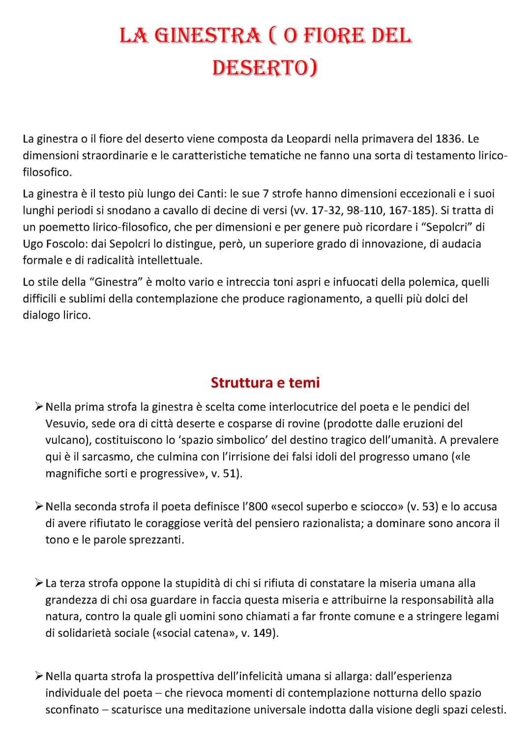 Analisi de La Ginestra di Leopardi