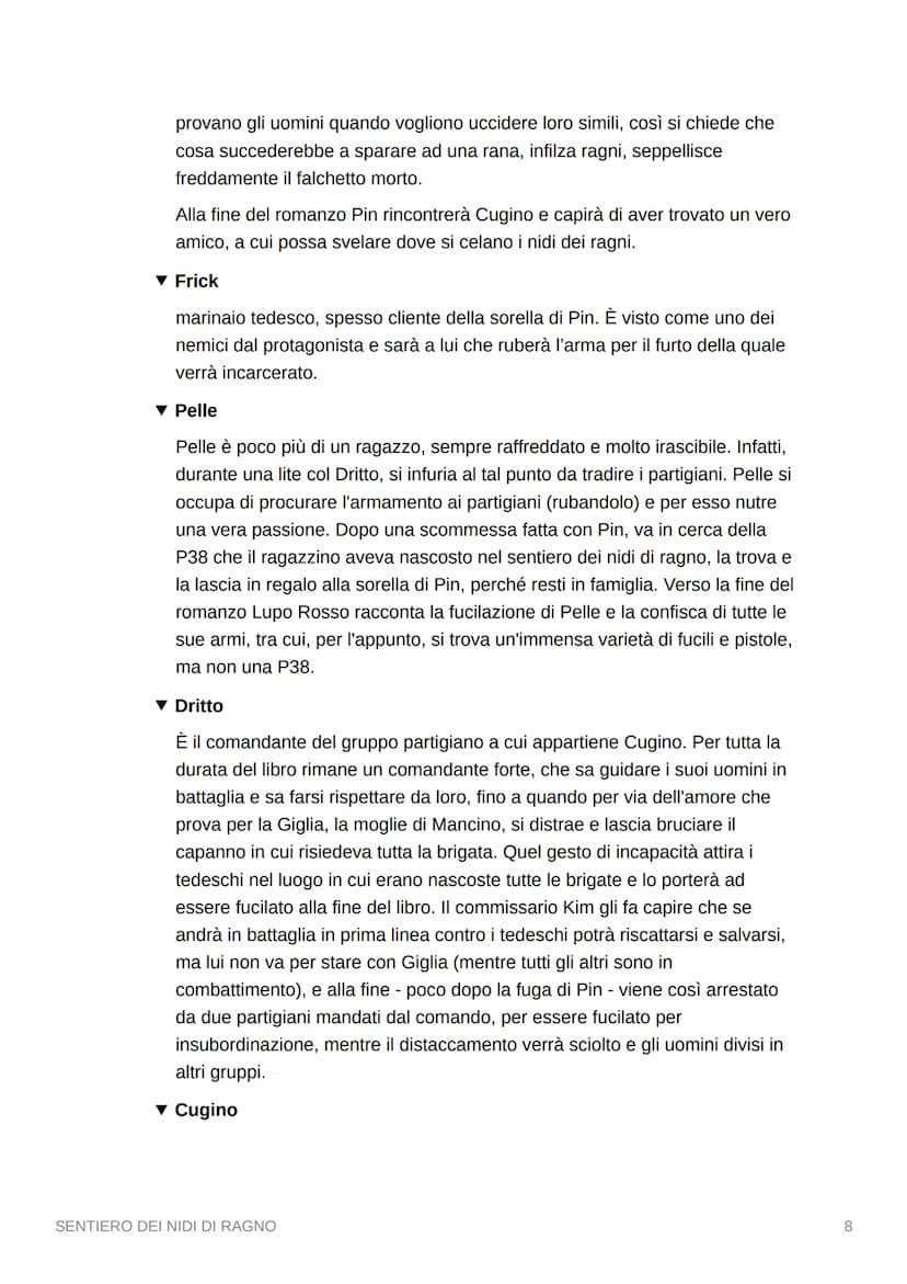 SENTIERO DEI NIDI DI RAGNO
▾ Riassunto per capitoli
Capitolo 1.
Pin è il protagonista della storia. E' un bambino che ha una voce rauca, per