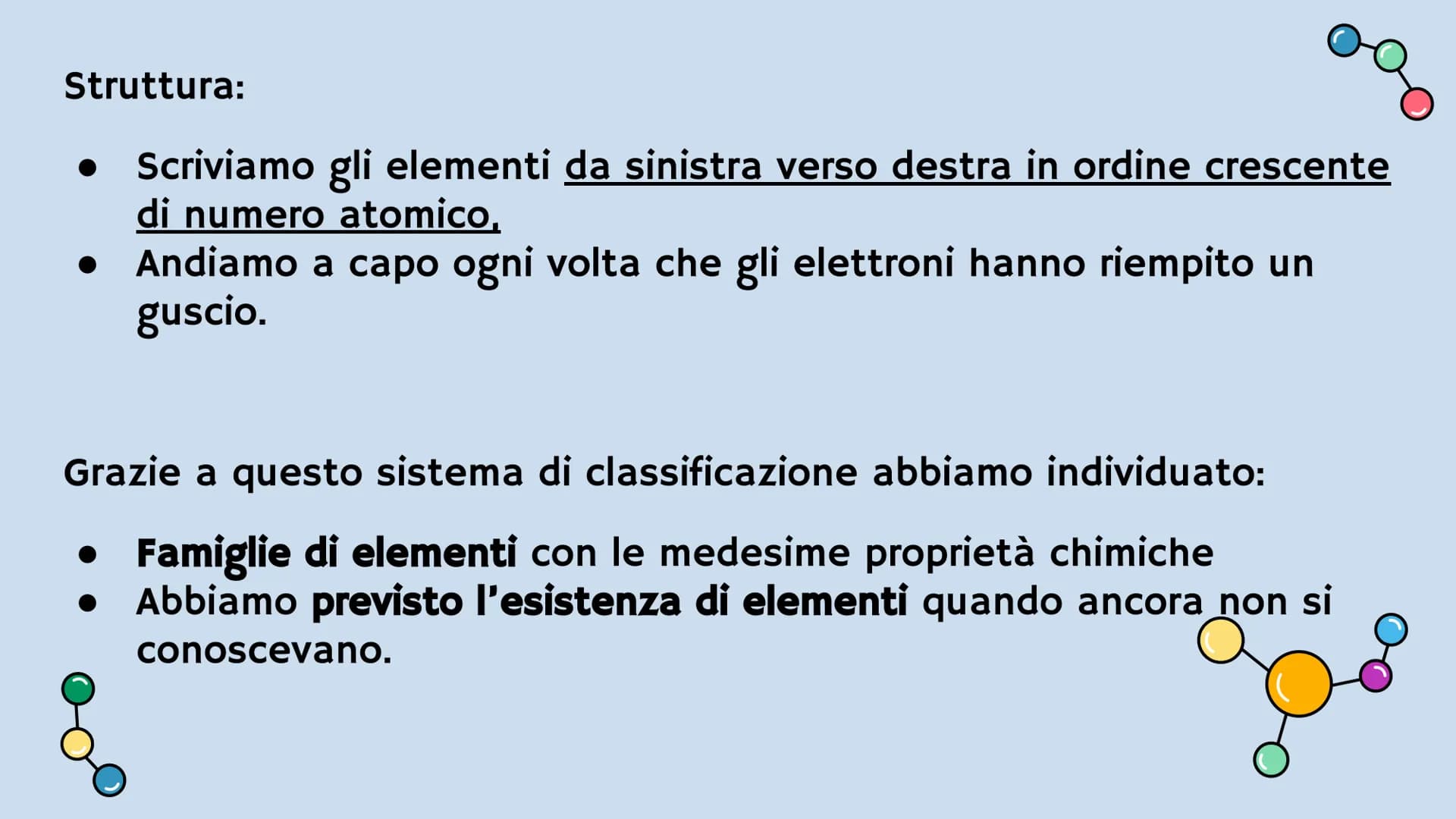 La tavola periodica degli
elementi 1
H
Idrogeno
2 3
Li
Litio
11
Na
Sodio
19
K
20
Ca
Potassio Calcio
5 37
Rb
Rubidio
5 55
Cs
Cesio
7 87
Be
Be