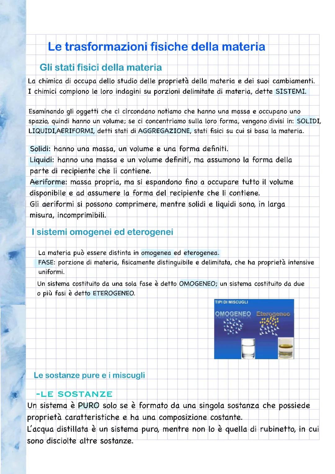 Le trasformazioni fisiche della materia