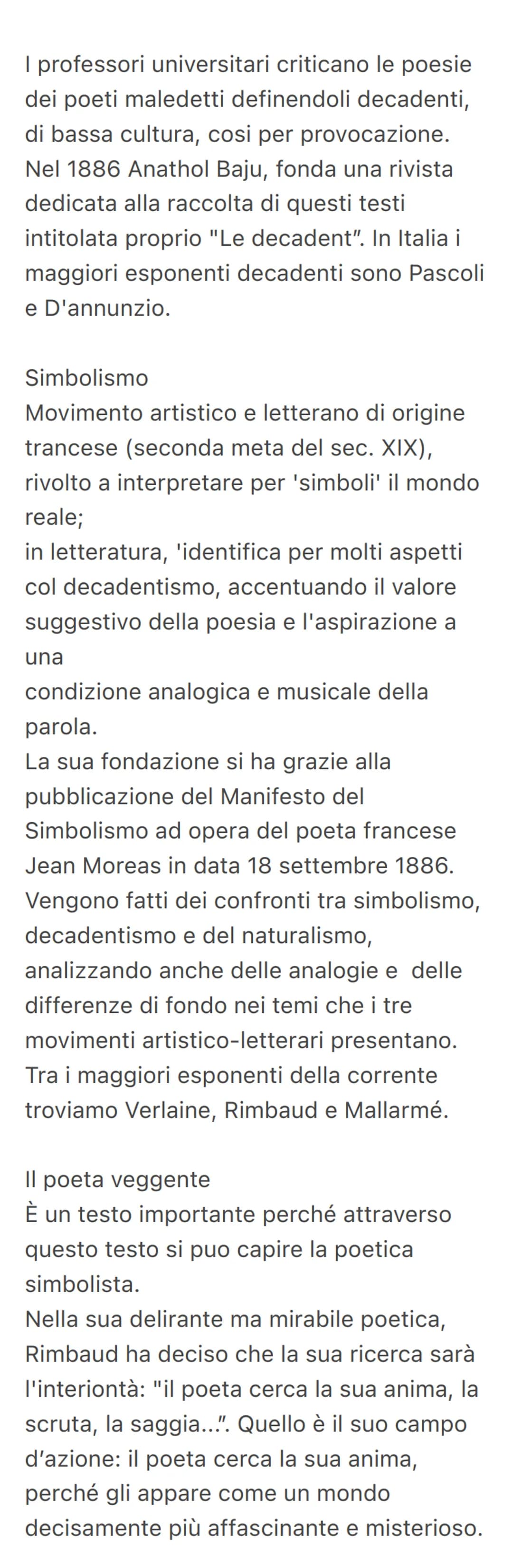 Decadentismo e differenze
È una corrente letteraria che nasce a Parigi
nel 1883, anno in cui Verlaine, pubblica
sulla rivista "Le Chat Noir"