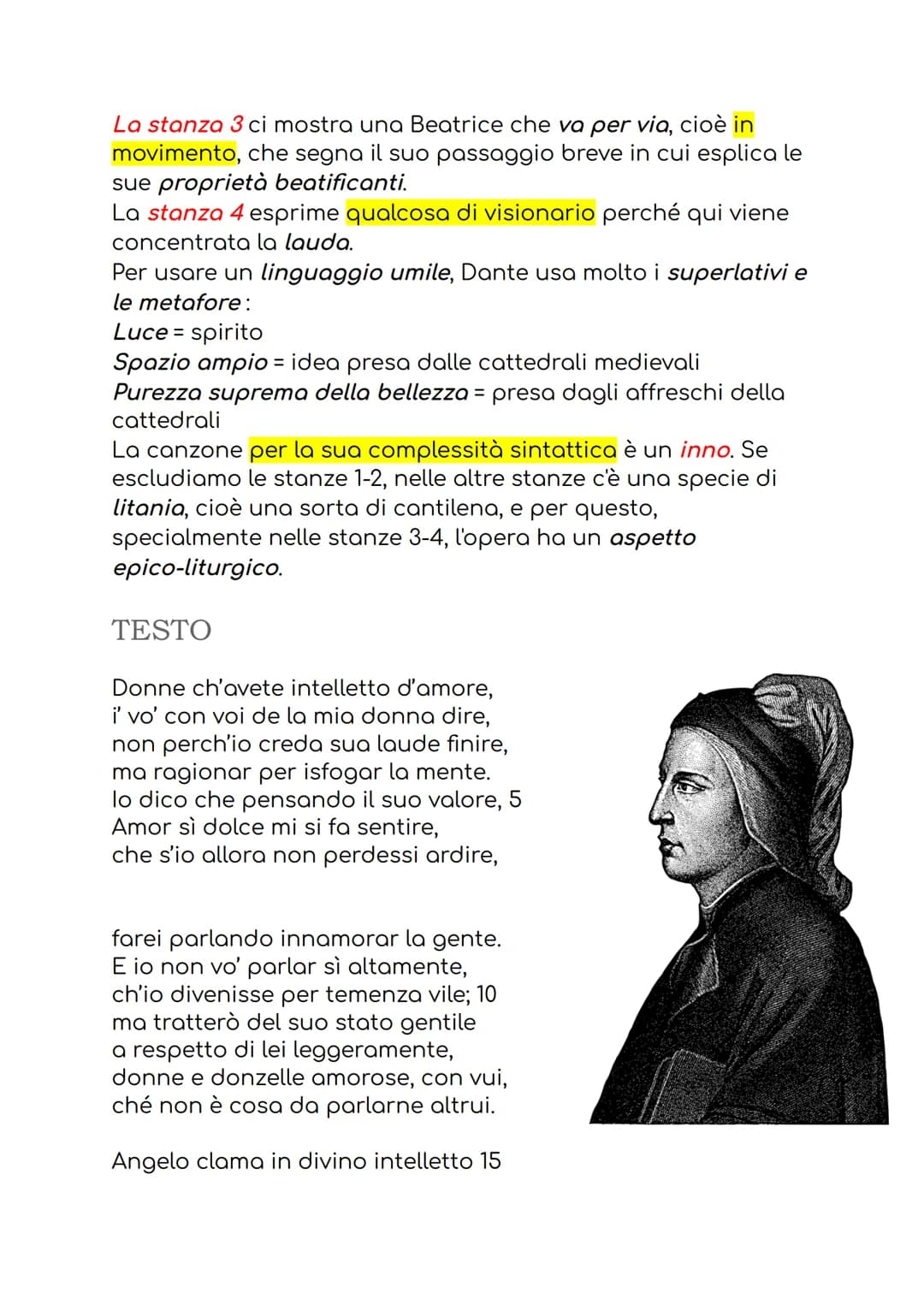 DONNE CH'AVETE
INTELLETTO D'AMORE
Donne ch'avete intelletto d'amore è un
manifesto letterario, ma può diventare ciò che vogliamo a
seconda d