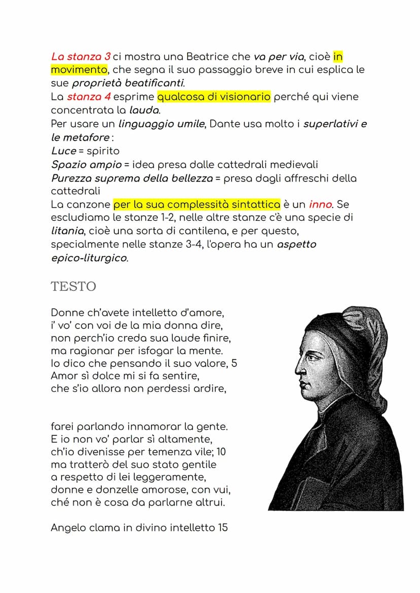 DONNE CH'AVETE
INTELLETTO D'AMORE
Donne ch'avete intelletto d'amore è un
manifesto letterario, ma può diventare ciò che vogliamo a
seconda d