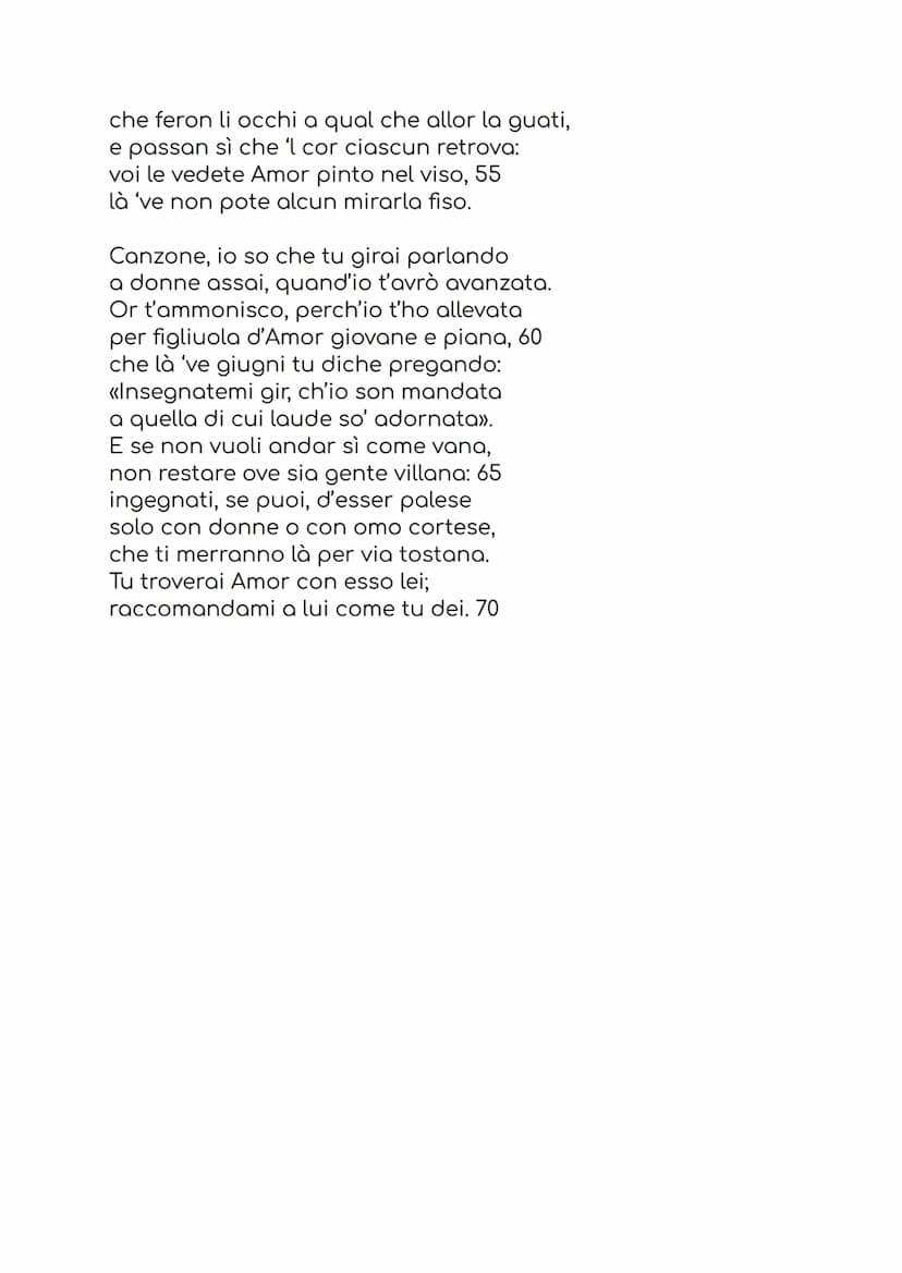 DONNE CH'AVETE
INTELLETTO D'AMORE
Donne ch'avete intelletto d'amore è un
manifesto letterario, ma può diventare ciò che vogliamo a
seconda d