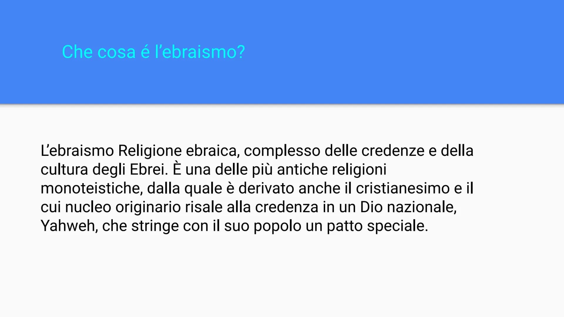 Ebraismo
Giacomo Bacino Che cosa é l'ebraismo?
L'ebraismo Religione ebraica, complesso delle credenze e della
cultura degli Ebrei. È una del