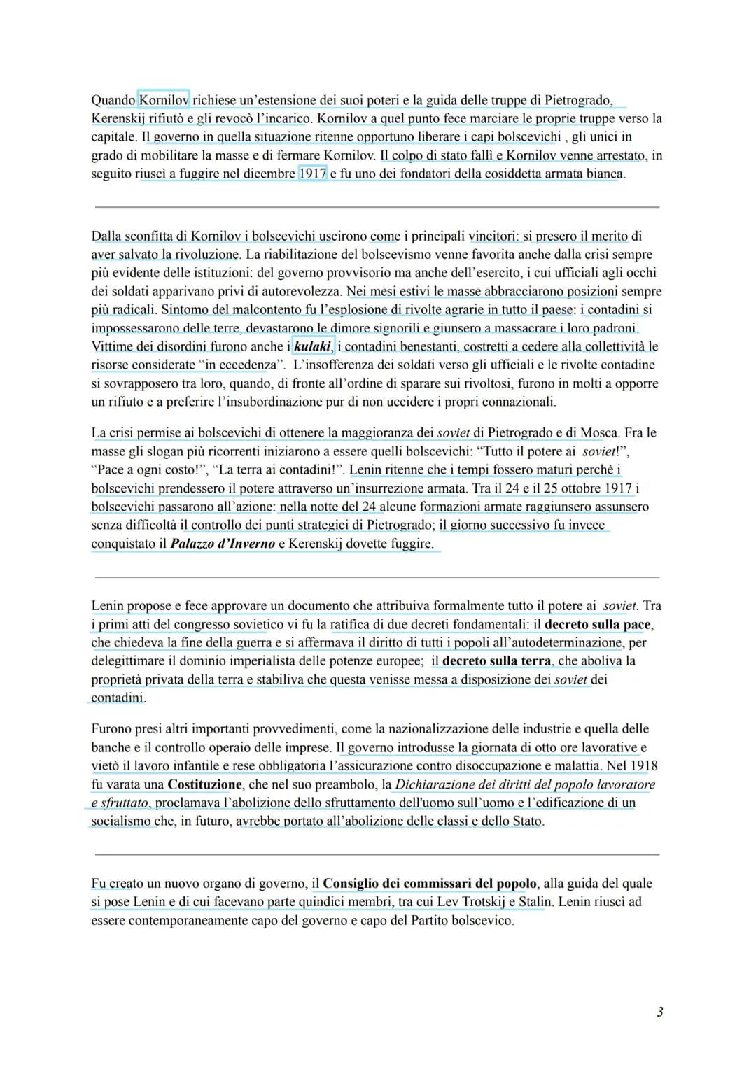 Storia capitoli 5, 6, 7
5. LA RIVOLUZIONE RUSSA DA LENIN A STALIN
Il 23 febbraio 1917 (1'8 marzo del calendario gregoriano) scoppiò nella ca