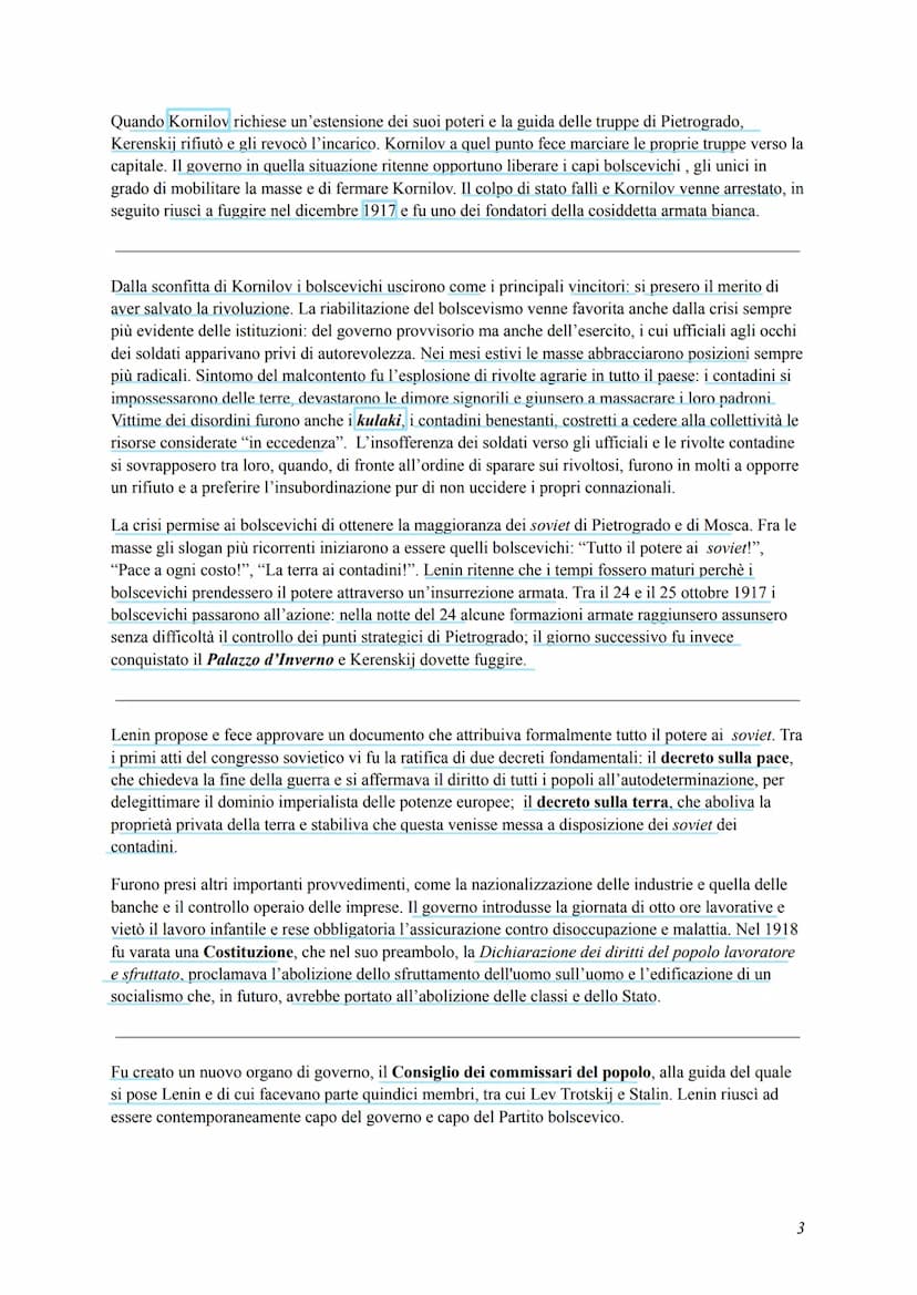 Storia capitoli 5, 6, 7
5. LA RIVOLUZIONE RUSSA DA LENIN A STALIN
Il 23 febbraio 1917 (1'8 marzo del calendario gregoriano) scoppiò nella ca