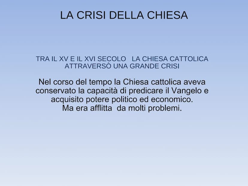ARITORVIROTESTALITE
LA RIFORMA PROTESTANTE
Protestanti
Cattolici
Ortodossi MARTIN LUTERO LA CRISI DELLA CHIESA
TRA IL XV E IL XVI SECOLO LA 