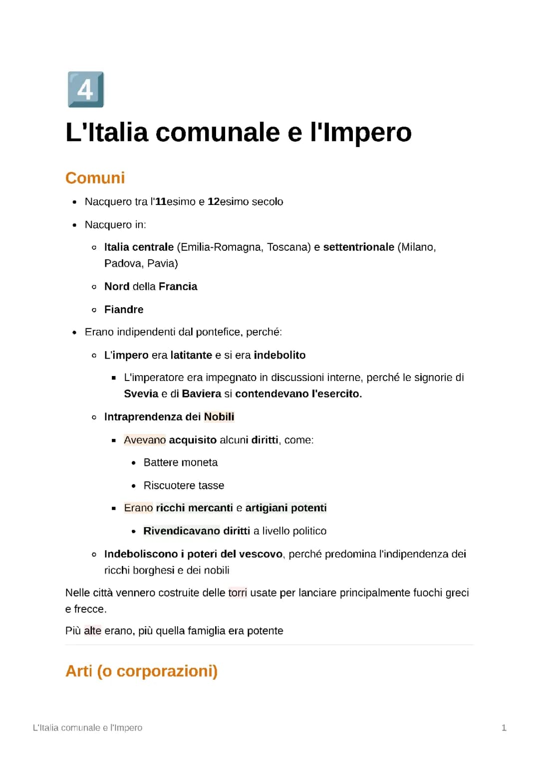 L'Italia comunale e l'Impero