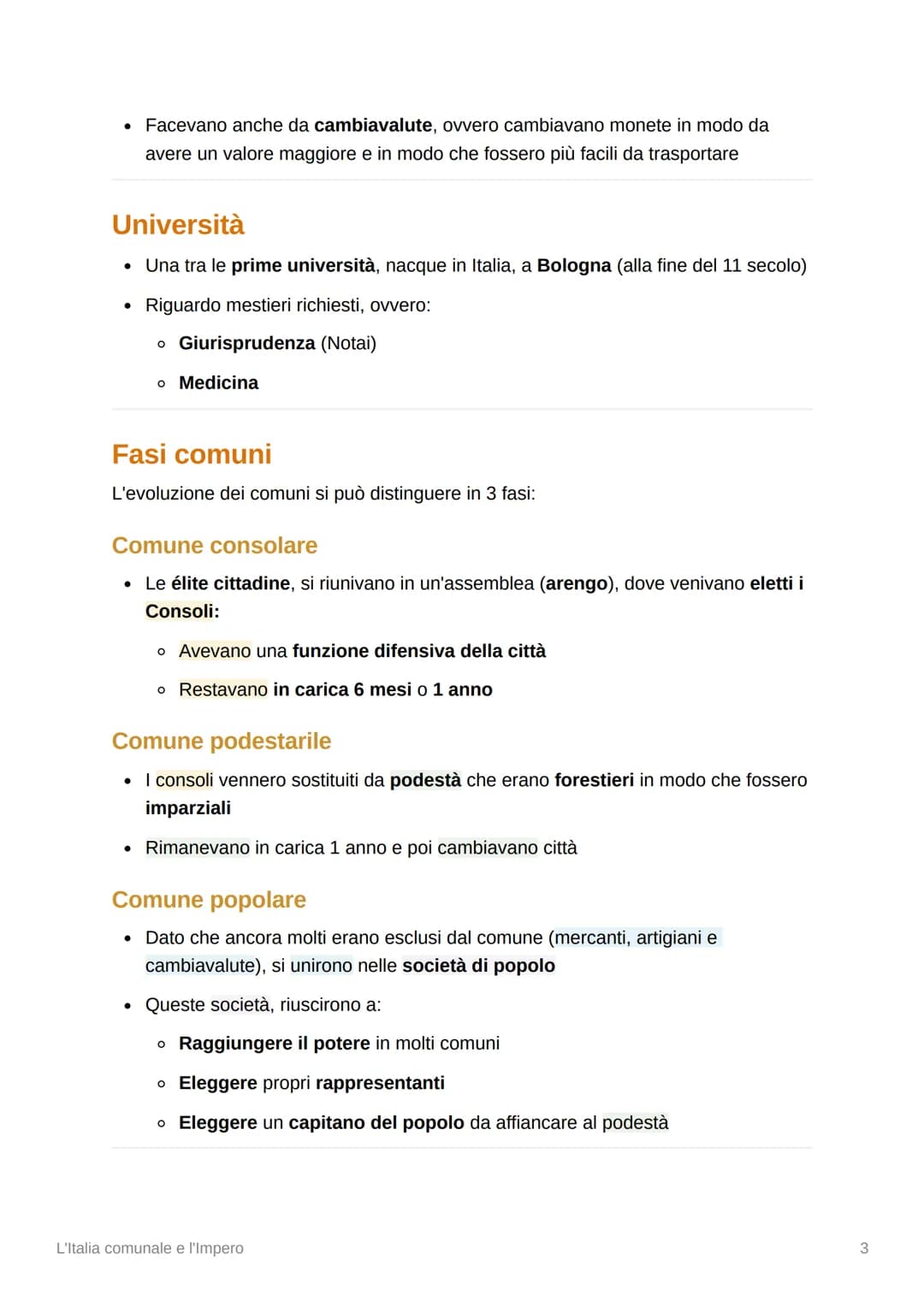 4
L'Italia comunale e l'Impero
Comuni
Nacquero tra l'11esimo e 12esimo secolo
• Nacquero in:
●
●
o Italia centrale (Emilia-Romagna, Toscana)